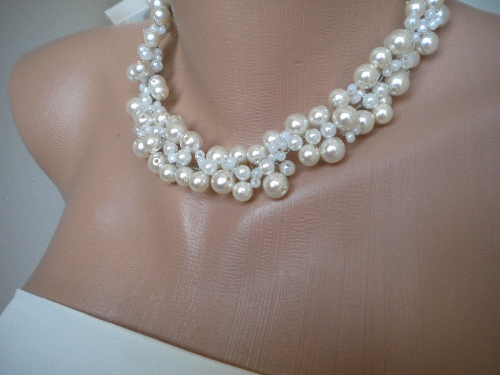 Wedding Pearl Necklace Brides Pearl Jewelrybridesmaids 3439