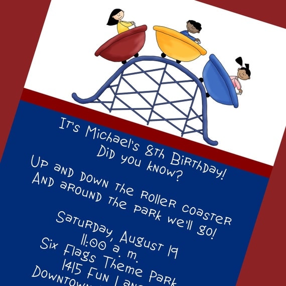 Roller Coaster Invitation Custom Wording 12 Invitations and