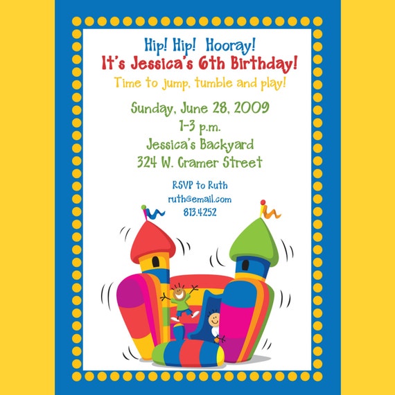 Bounce House Invitation Wording 2