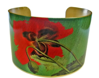 Underside of Poppy cuff bracelet brass or aluminum Gifts for her
