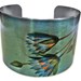STAINLESS STEEL Blue Lotus adjustable cuff bracelet Vintage style
