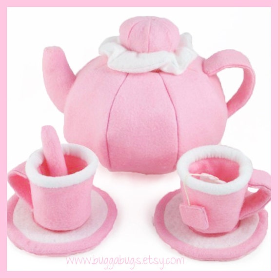TEA SET - PDF Felt Food Pattern (Teapot, Cups, Saucers, Tea Bags, Spoons)