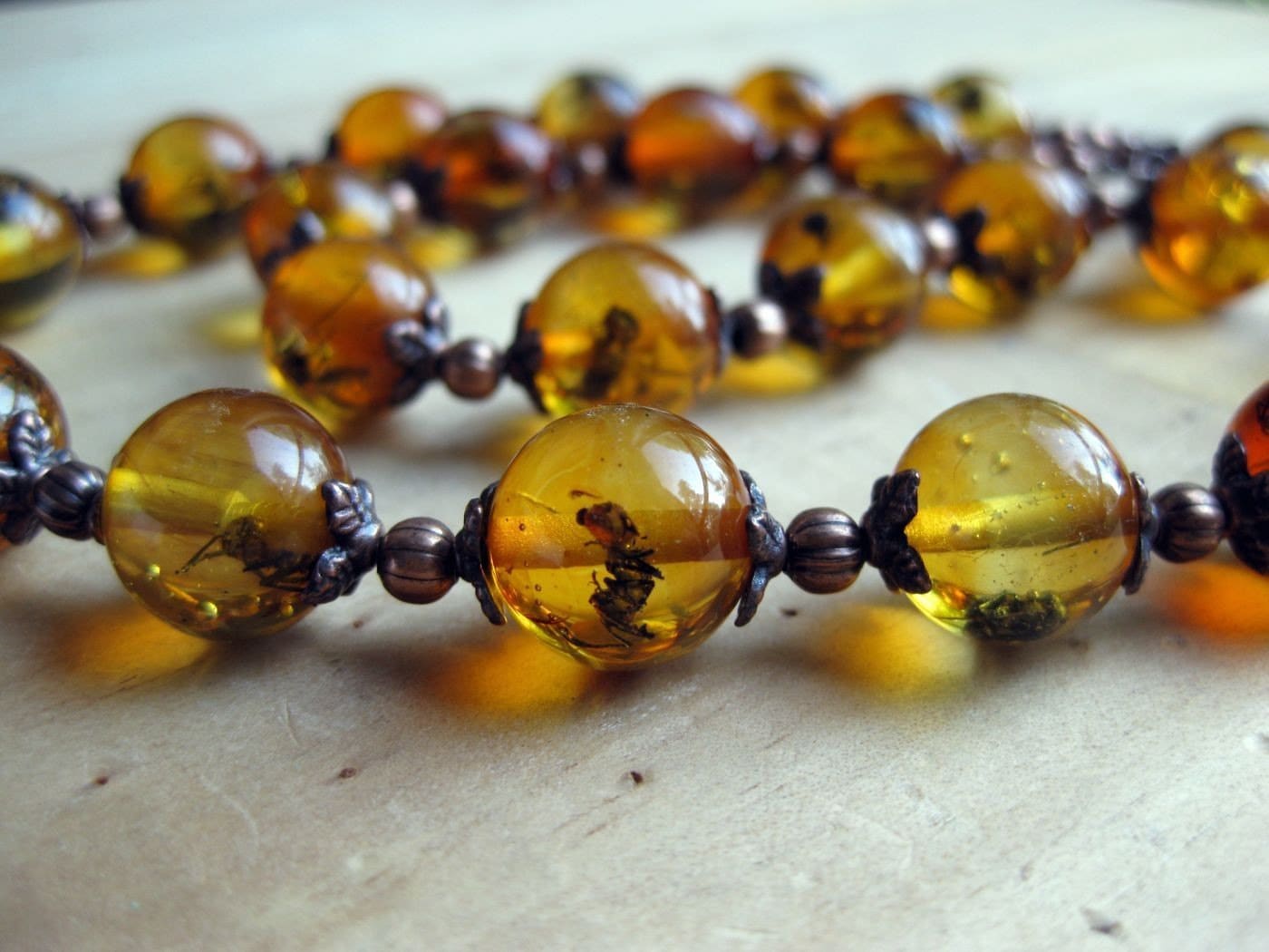 Baltic Amber Necklace with Bugs