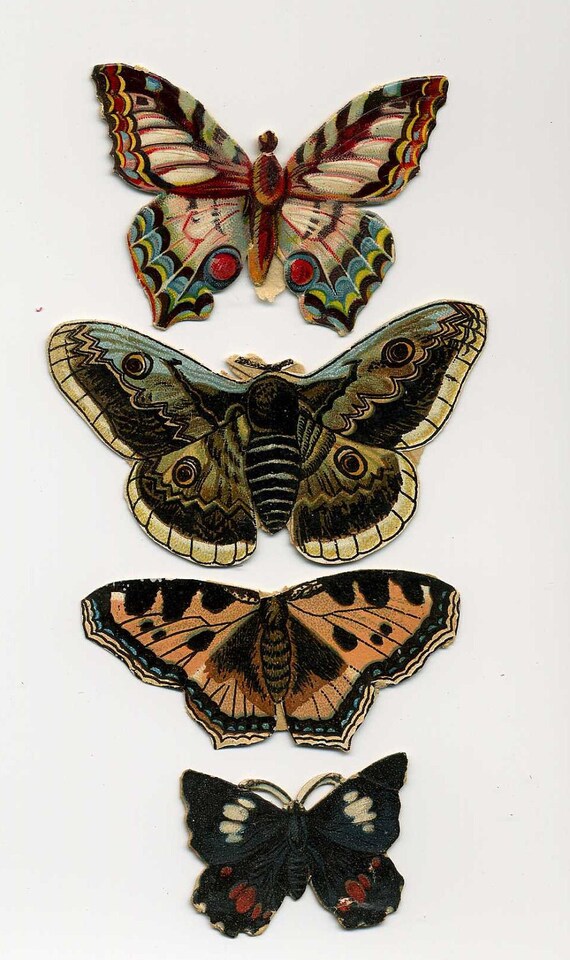 Antique Victorian Scrap Die Cut Butterflies by VintageVendor