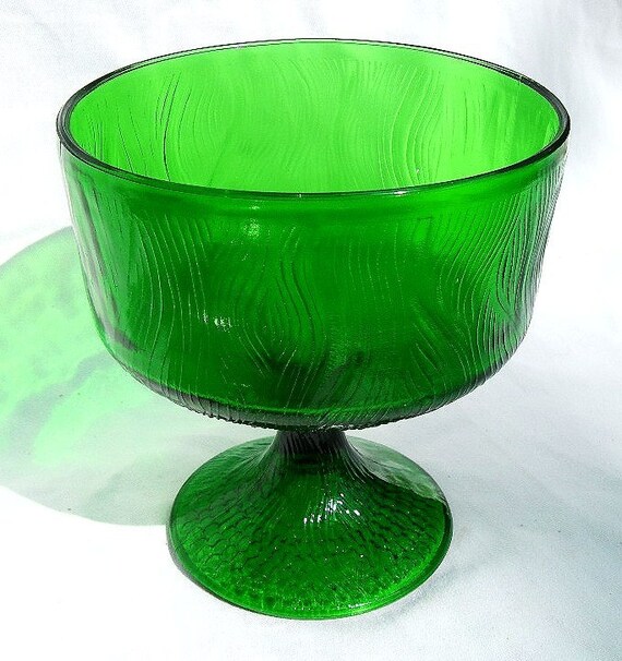 Emerald Green Vintage Hoosier Glass Pedestal Candy Dish