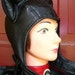 Arkham- Style Catwoman Aviator Hat in Black Leather