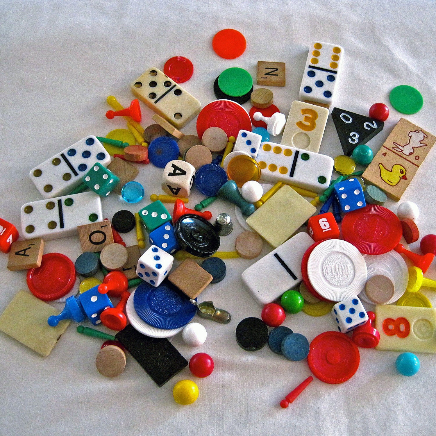 More than One Half Pound of Vintage Game Pieces by cocostives