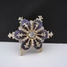 Vintage Rhinestone Purple Enamel Snowflake Brooch