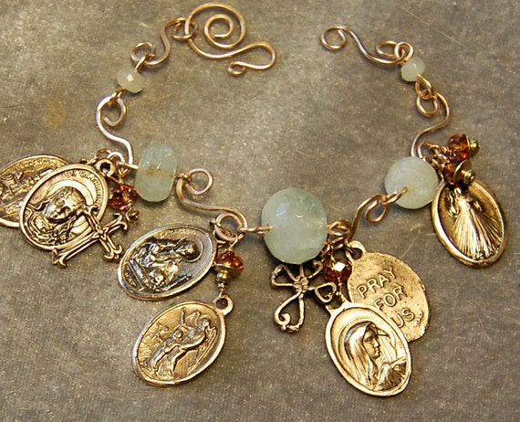 Charm Bracelet Catholic Religious Medals By Heartfeltrosaries