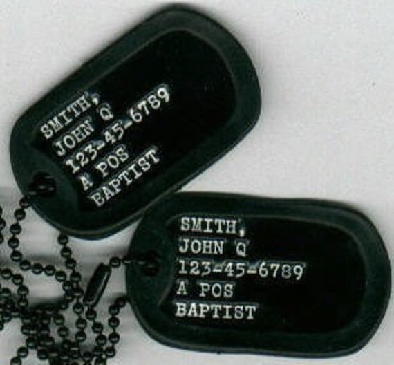 Dog Tags Genuine Military Black Special Forces Debossed Tags