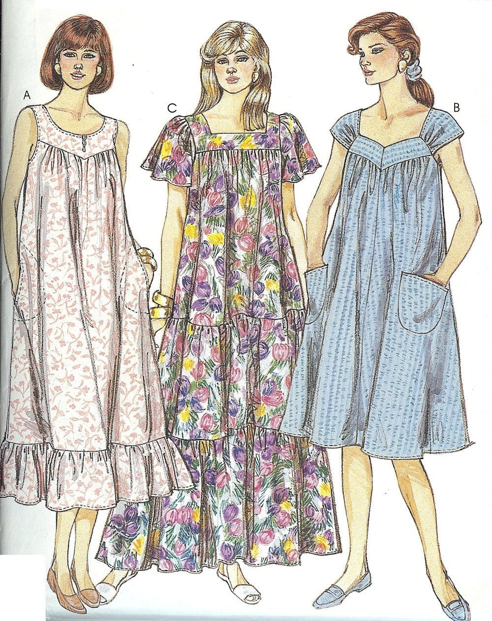 Vintage Ladies Caftan Mumu Housedress sewing pattern 4224