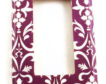 Switchplate Wall Decor Single Rocker Light Switch Plate in Purple Damask (183R)