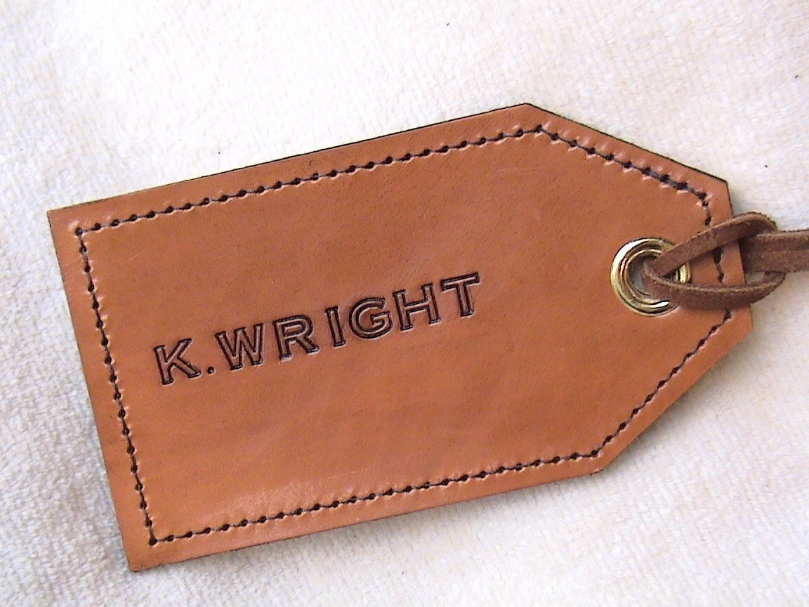 PERSONALIZED All Leather Luggage Tag single tag