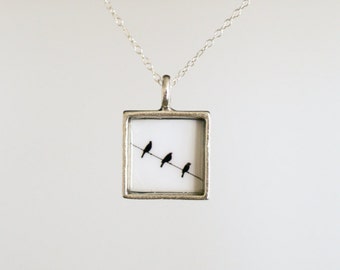 Three Birds on a Wire Necklace