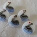 Set of 5 VINTAGE White Glass Black Swan BUTTONS