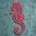 Hot Pink Lace Applique Seahorse/Crazy Quilts/ Children's Clothes