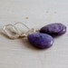 Purple Charoite Earrings- AA Charoite Briolettes, Silver