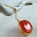 Orange Carnelian Necklace Bezel Set Necklace 14 kt gf Chain