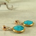 Bezel set Blue Turquoise Earrings 14 kt gold Earrings