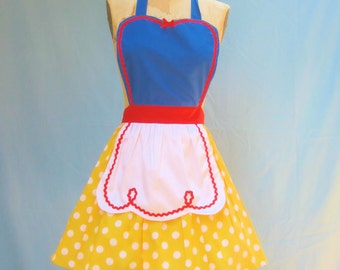 SNOW WHITE inspired retro APRON womens full costume aprons