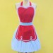 retro apron 50s DINER WAITRESS ... Strawberry colored ice cream parlor candy shop hostess bridal shower gift vintage flirty full aprons