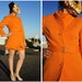 Vintage 60s Lilli Ann Suit Orange Peach Ruffled Fitted Belted Jacket and Mod Dress Four Piece Suit - sz S/M
