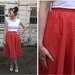 Vintage Red and White Polka Dot Midi Skirt - sz M