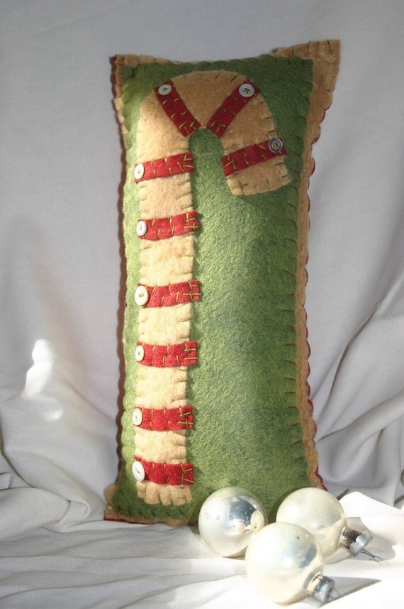 Vintage Style Candy Cane Pillow by uneekpillows on Etsy