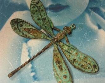 Verdigris Patina Brass Ornately Detailed Dragonfly Pendants 322VER x1