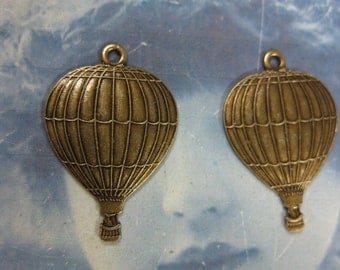 Brass Ox Plated Small Hot Air Balloon Charms 559BOX x2