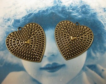 Brass Ox Plated Heart Charms 430BOX x2