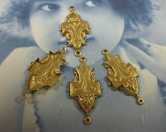 Raw Brass Ornate Brass Jewelry Connectors 38RAW x2