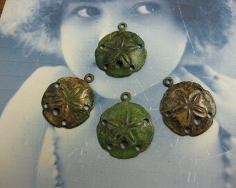 Verdigris Patina Brass 17mm Sand Dollar Charms 1000VER x4