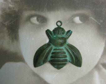 Verdigris Patina Bumble Bee Charms 1082VER x2