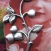 Silver Ox Plated Brass Branch With Cherries and Leaves With or Without Hole 56SOX x2