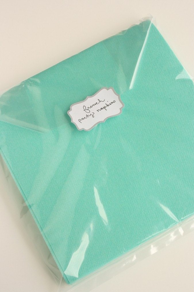 Set of French Tiffany Blue Napkins s/12