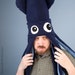 Large Fleece Squid Hat - Dark Blue