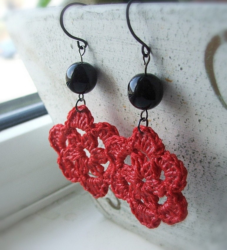 Red Crochet Earrings