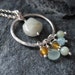 Aquamarine, carnelian, new jade, quartz and sterling silver necklace