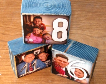 PERSONALIZED Photo Blocks Set of 13 LIVE by WasteNotRecycledArt