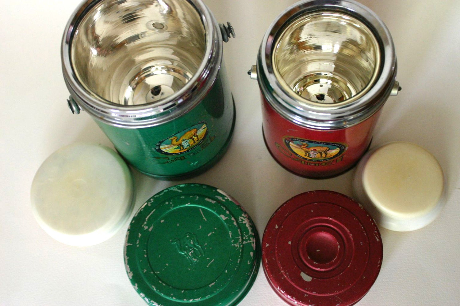 Pair of Camel Vintage Thermos Vacuum Flask Made in Hong Kong