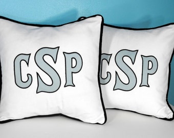 Heritage - Large Font Applique Monogrammed Pillow Cover Set of Two - 16 x 16 square