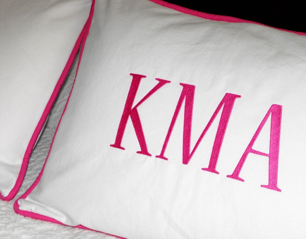 Large Font Monogrammed Pillow Shams Set of Two Standard