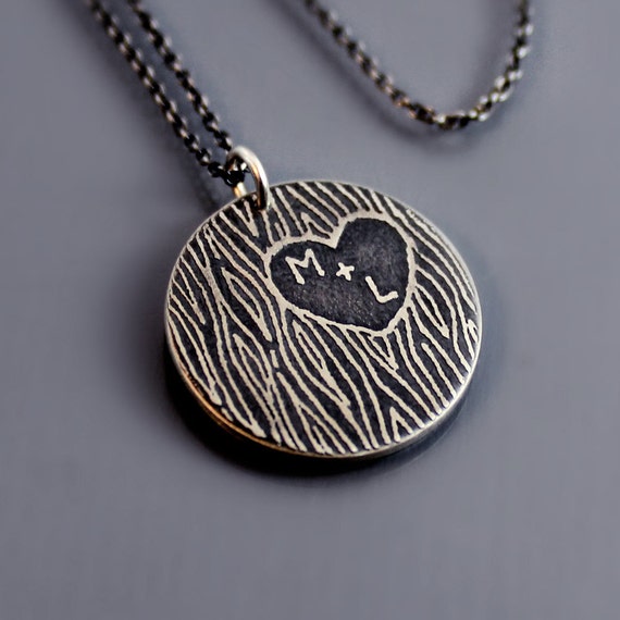 Personalized Carved Tree Initials Necklace - As Seen in Midwest Living Magazine