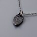 Tiny Dark Leaf Necklace - Etched Silver - Nature Jewelry