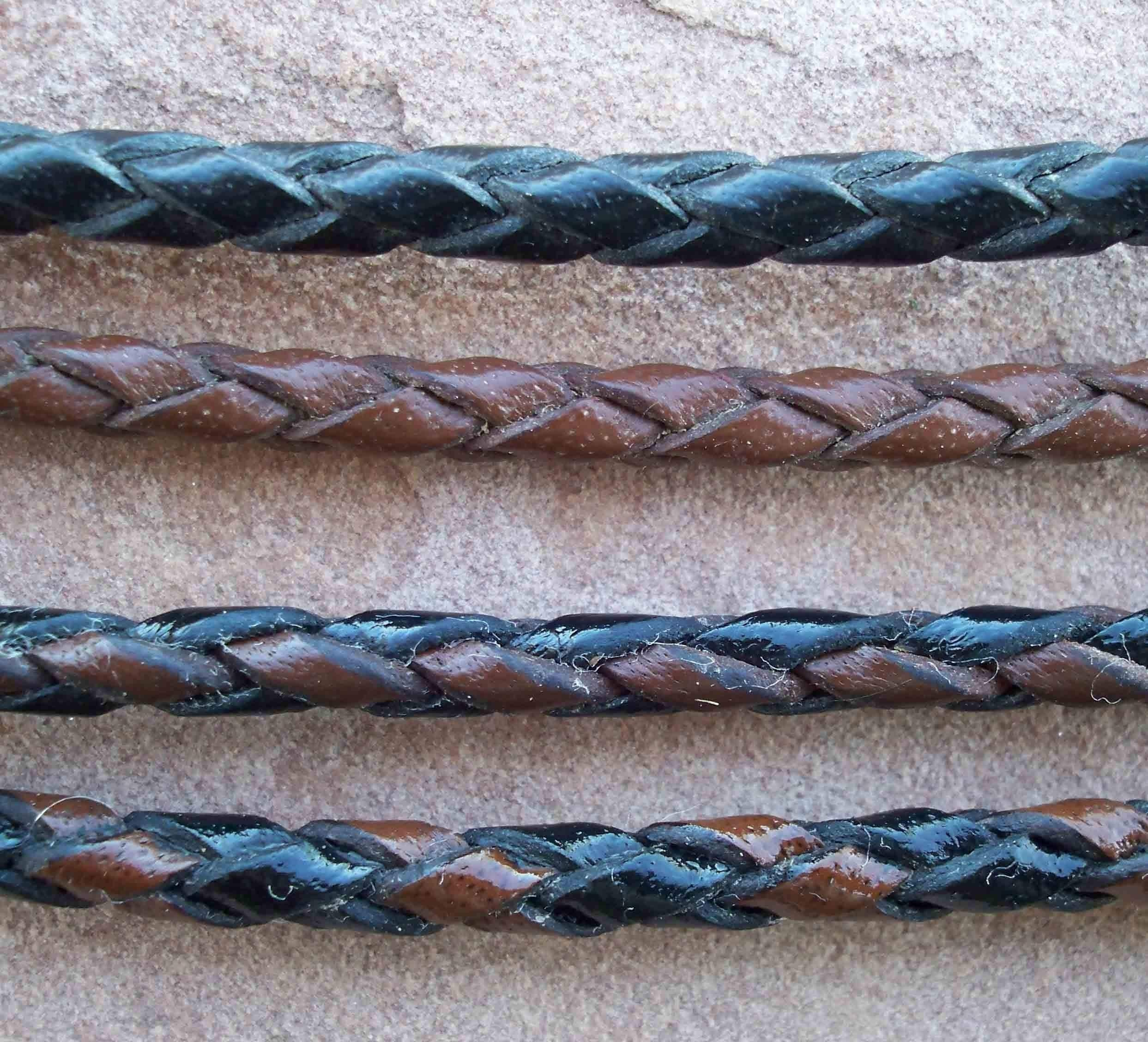 Hand braided leather cord 4-strand