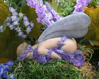 Sleeping Fairy Sculpture Concrete Faerie Figurine Outdoor Garden Statue