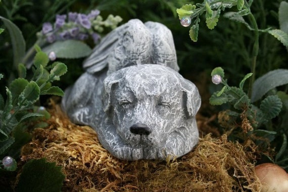 ANGEL DOG GARDEN STATUE Concrete Pet Memorial by PhenomeGNOME