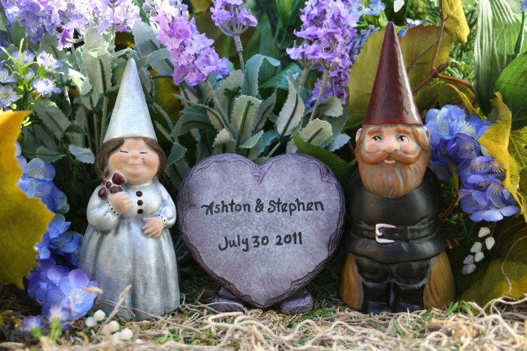 Custom Gnomes Wedding Cake Toppers 3 Piece Set Personalized