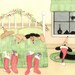 Cards: Dachshund (doxie) family keeping eye out for Santa on Christmas Eve / Lynch folk art
